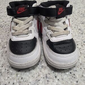 Toddler Nike Court Borough Mid 2 Shoes Sneaker White Red Black Sz 6C